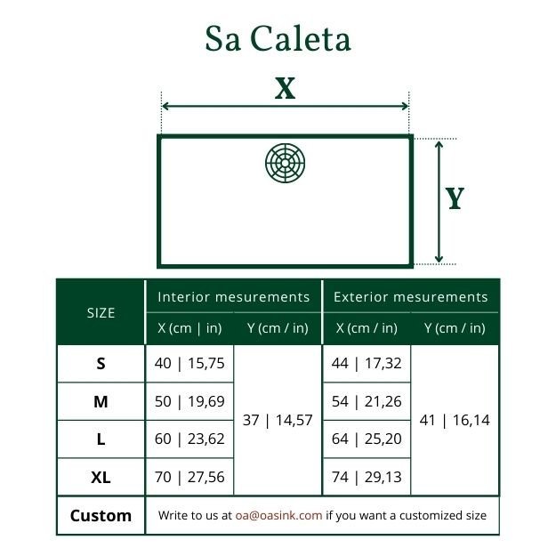 Sa Caleta integrated sink size